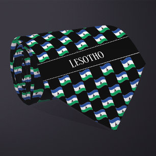 Wavy Lesotho Flag Pattern Tie