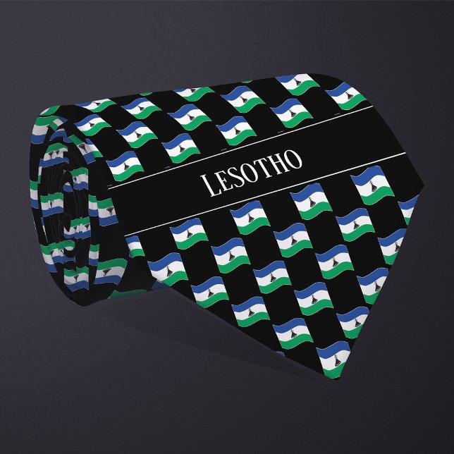 Wavy Lesotho Flag Pattern  Tie (Creator Uploaded)