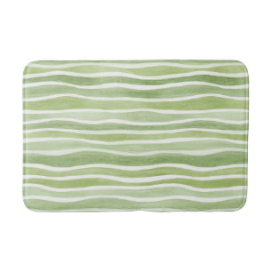 Wavy Lime Green Cream Stripes Bath Mat