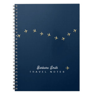 Wavy Line of Small Aeroplanes . blue travel Notebook