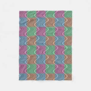 Wavy Line Pattern - Blue/Brown/Green/Purple Fleece Blanket