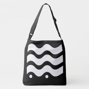 Wavy Lines Black and White Design Crossbody Bag