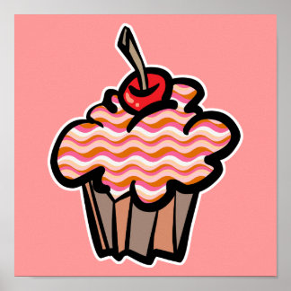wavy lines cupcake poster