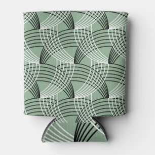 Wavy lines: geometric vintage pattern. can cooler