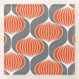 Wavy lines: geometric vintage pattern. glass coaster