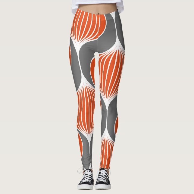 Wavy lines: geometric vintage pattern. leggings (Front)