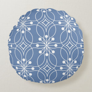 Wavy Lines Geometric Vintage Pattern Round Cushion