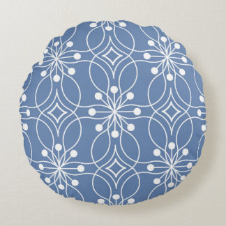 Wavy Lines Geometric Vintage Pattern Round Cushion