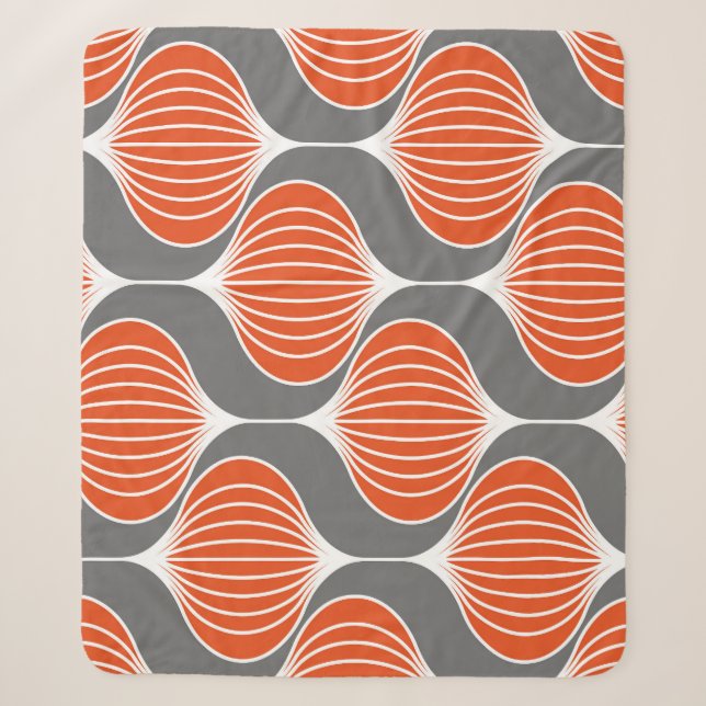 Wavy lines: geometric vintage pattern. sherpa blanket (Front)