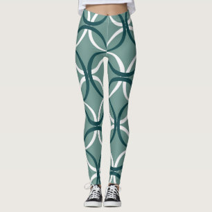 Wavy Lines Green Seamless Pattern Leggings