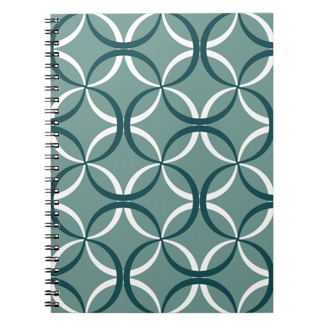 Wavy Lines Green Seamless Pattern Notebook (Front)