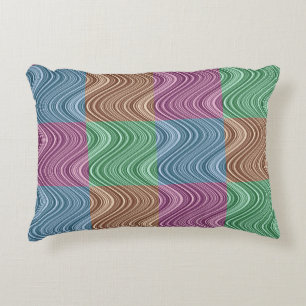 Wavy Lines in Blue/Brown/Green/Purple Decorative Cushion