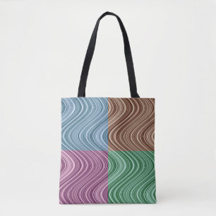 Wavy Lines in Blue/Brown/Green/Purple Tote Bag