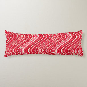 Wavy Lines in Red and White Body Cushion