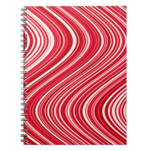 Wavy Lines in Red and White - COOL Notebook
