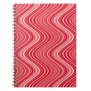 Wavy Lines in Red and White - COOL Notebook