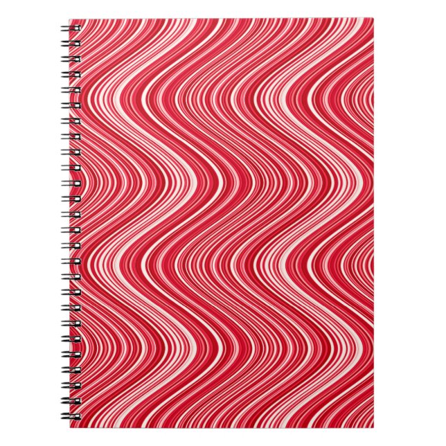 Wavy Lines in Red and White - COOL Notebook (Front)