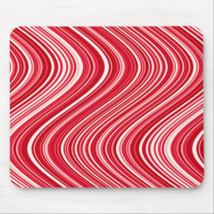 Wavy Lines in Red and White Mouse Pad