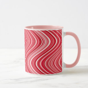 Wavy Lines in Red and White Mug