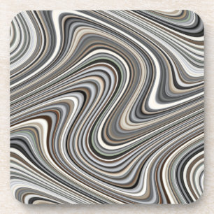 Wavy Lines - Light Brown/Sand/Beige/Turquoise/Blue Coaster