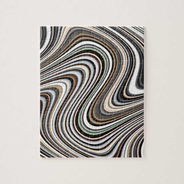 Wavy Lines - Light Brown/Sand/Beige/Turquoise/Blue Jigsaw Puzzle (Vertical)