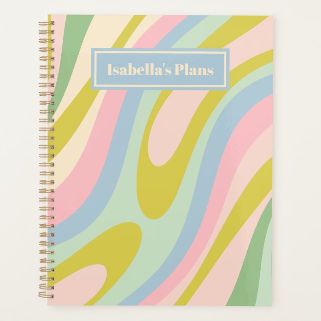 Wavy Loops Retro Abstract Pattern Pastel Planner (Front)