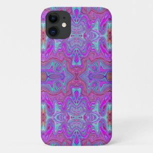 Wavy Magenta and Blue Trippy Marbled Pattern iPhone 11 Case