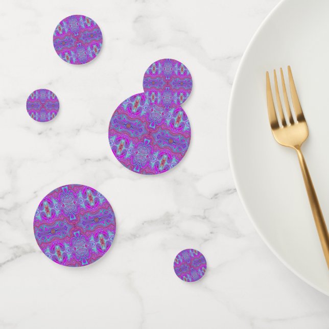 Wavy Magenta and Blue Trippy Marbled Pattern Confetti (Group)