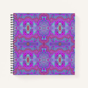Wavy Magenta and Blue Trippy Marbled Pattern Notebook