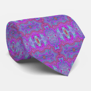 Wavy Magenta and Blue Trippy Marbled Pattern Tie