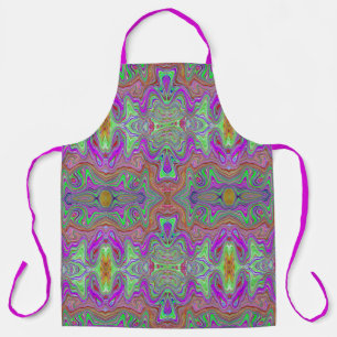 Wavy Magenta, Red and Green Trippy Pattern Apron