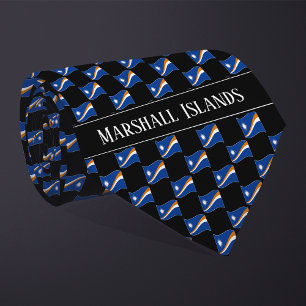 Wavy Marshall Islands Flag Pattern  Tie