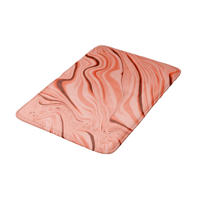 Wavy mix peach, salmon, clear coral and pink bath mat (Angled)