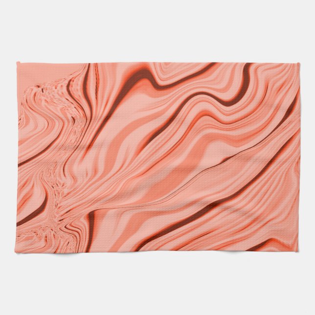 Wavy mix peach, salmon, clear coral and pink tea towel (Horizontal)