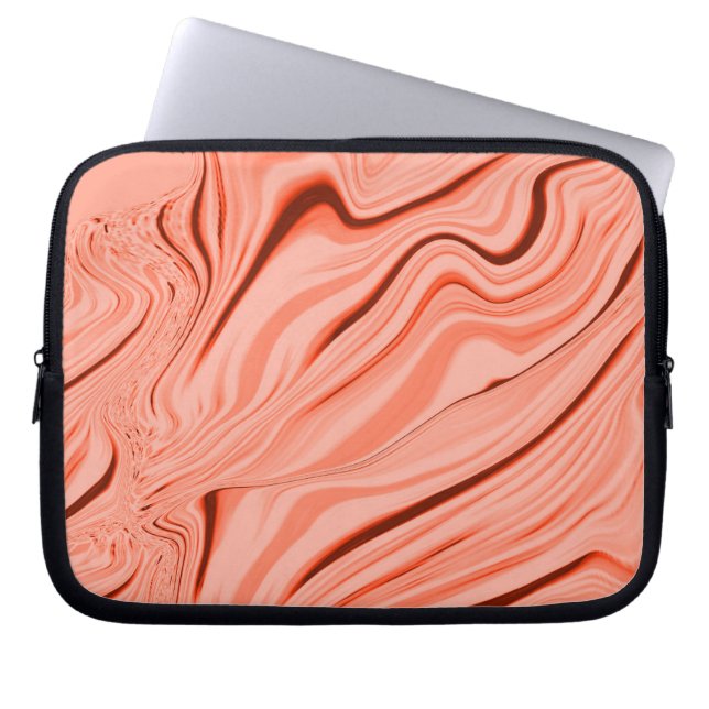 Wavy mix salmon, peach, clear coral and pink laptop sleeve (Front)