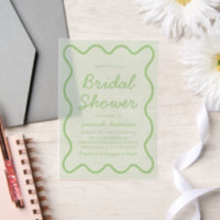 Wavy Modern Curvy Retro Lime Green Bridal Shower