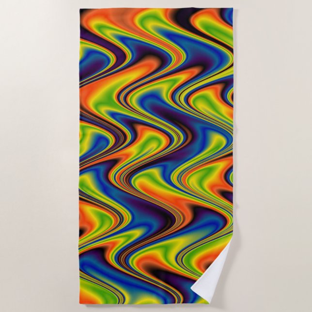 Wavy Multicolor Abstract Beach Towel (Front)