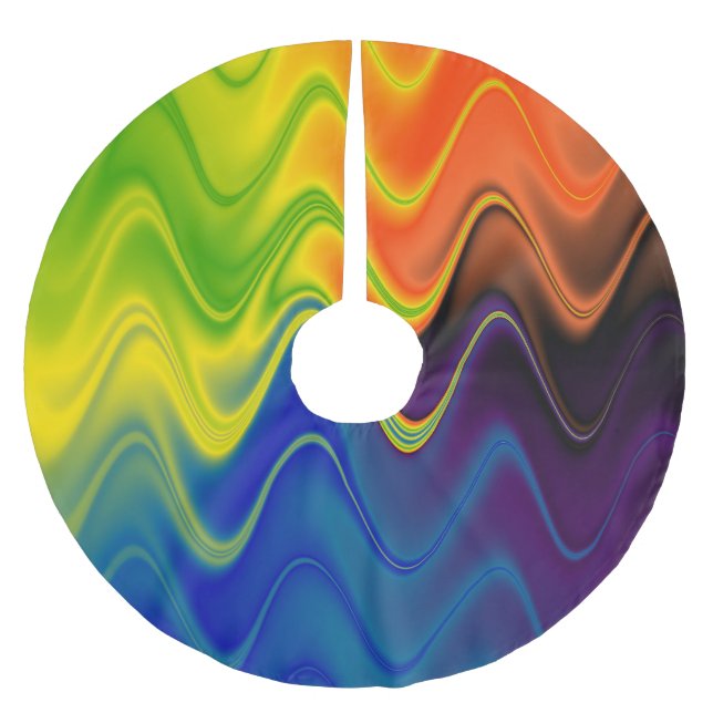 Wavy Multicolor Abstract Brushed Polyester Tree Skirt (Front)