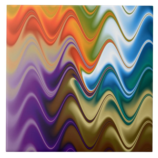 Wavy Multicolor Abstract Ceramic Tile (Front)