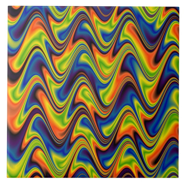Wavy Multicolor Abstract Ceramic Tile (Front)