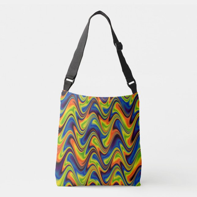 Wavy Multicolor Abstract Crossbody Bag (Front)