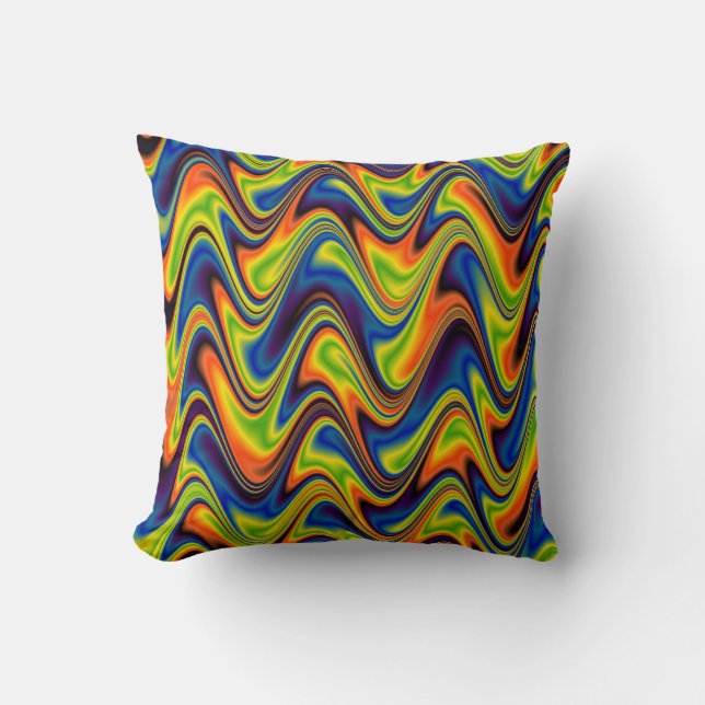 Wavy Multicolor Abstract Cushion (Front)