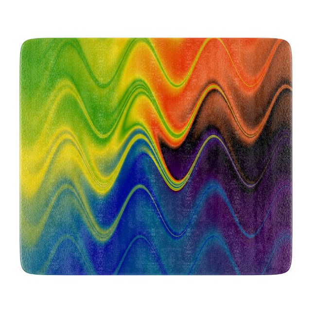 Wavy Multicolor Abstract Cutting Board (Front)