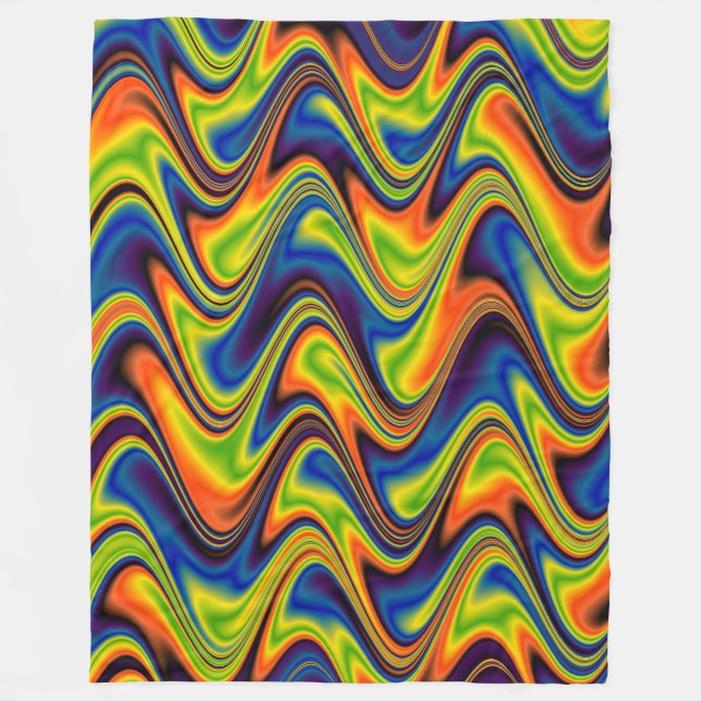 Wavy Multicolor Abstract Fleece Blanket (Front)