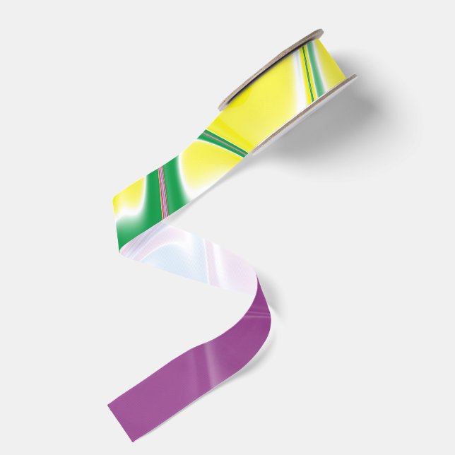 Wavy Multicolor Abstract Grosgrain Ribbon (Front+Back)