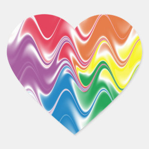 Wavy Multicolor Abstract Heart Sticker