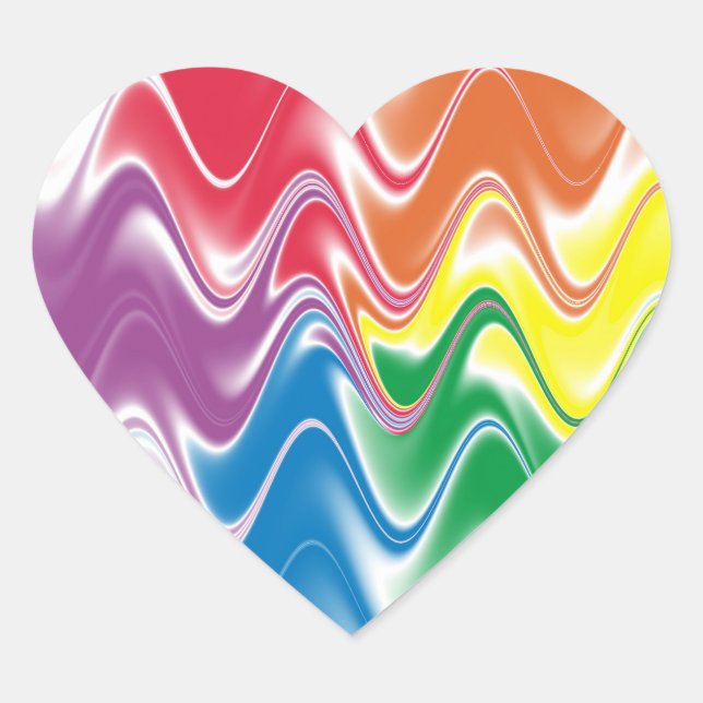 Wavy Multicolor Abstract Heart Sticker (Front)