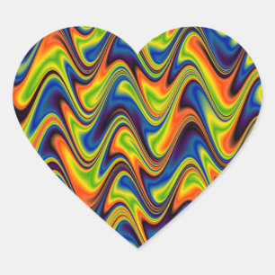 Wavy Multicolor Abstract Heart Sticker