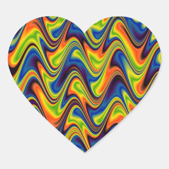 Wavy Multicolor Abstract Heart Sticker (Front)