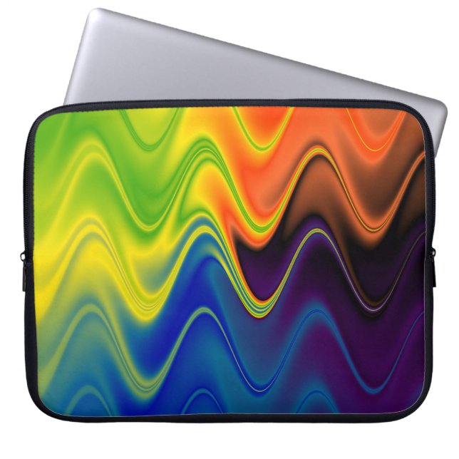 Wavy Multicolor Abstract Laptop Sleeve (Front)